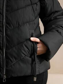 Anewsta Plus Size Women Fashion Minimalist Hooded Jacket, For Winter Fall Autumn