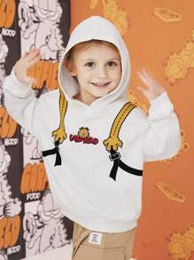 GARFIELD | SHEIN 年轻男孩创意卡通印花连帽落肩宽松运动衫