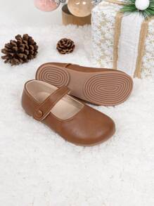 Cute Girls Princess Mary Jane Shoes, Soft Sole Outdoor Casual Children Flat Shoes - Brown - View 6