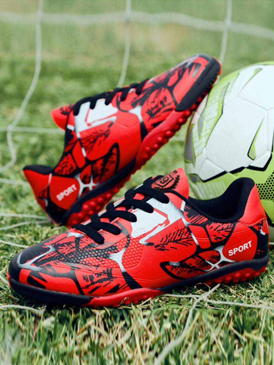 Zapatos de fútbol/Fútbol para niños con suelas AG (Césped Artificial) y HG (Césped Natural), zapatillas deportivas antideslizantes y duraderas con cordones