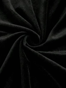 Sweetra 1 件女式纯色荷叶边鱼尾下摆优雅细肩带连衣裙适合节日派对服装长款天鹅绒女装 - 黑色 - 查看 5