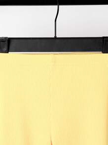 Baby Girls 2pcs Set Casual Minimalist Leggings, Spring Autumn New Ribbed Elastic Versatile Long Pants - Multicolor - View 5