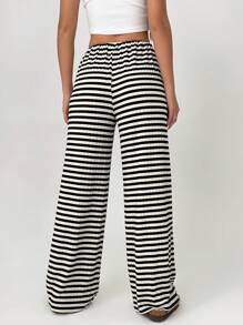 SHEIN PETITE Calça Casual Feminina Listrada com Amarração na Frente