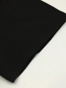 Chiquease Christmas Casual Letter Print Slim Fit Short Sleeve T-Shirt Graphic Tees Women Tops - Black - View 3