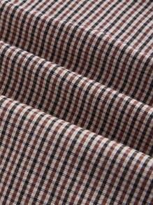 SHEIN MOD Plus Size Retro Collegiate Plaid Print V-Neck Midi Dress - Brown - View 4