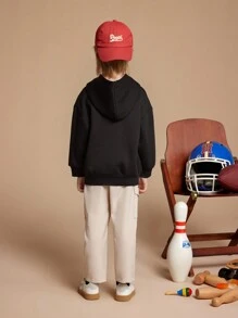 PrepCrw 兒童小男孩休閒卡通老鼠印花冬季運動衫，適合秋季 - 黑色 - 查看 2