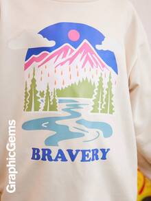 Tween 女童两件套休闲宽松字母印花长袖运动衫和工装裤，秋冬 - 彩色 - 查看 4