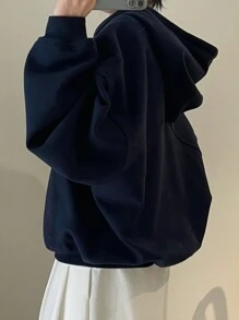 INAWLY Women Casual Basic Solid Color Zipper Hoodie, Autumn/Winter, Long Sleeve Tops Graduation, Back To School, Teacher, Pullover Fall Travel Navy Blue - Royal Blue - View 2