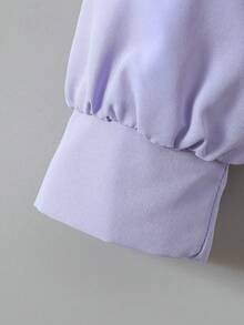 SHEIN 秋季女孩休闲日常拉链连帽夹克，带撞色肖像印花 - 粉色 - 查看 3