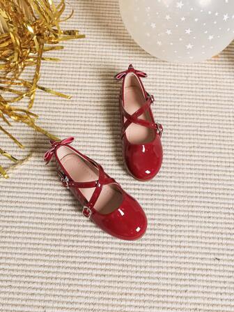 Cute Bow Flat Dress Shoes For Girl, Autumn/Winter