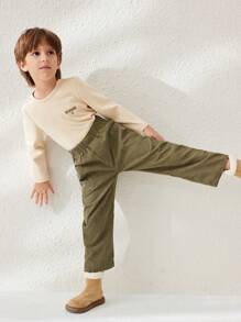 Blossori Pantalones de pana de color liso para niños pequeños, informales para otoño/invierno