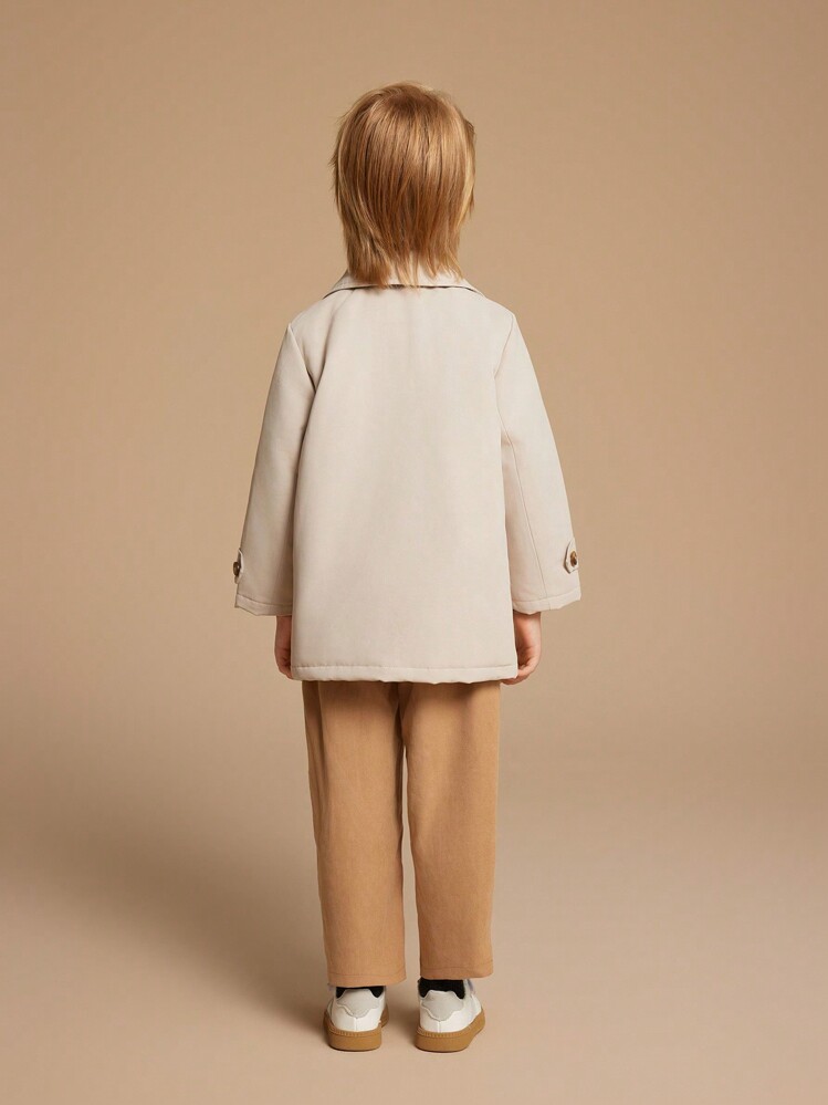 PrepCrw Young Boys Khaki Color Woven Lapel Windbreaker Jacket, Winter - Khaki - View 2