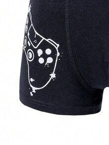 SHEIN Bộ 4 quần lót cotton họa tiết trò chơi cổ điển & in chữ đơn giản thoải mái cho bé trai - Nhiều màu - Xem 4