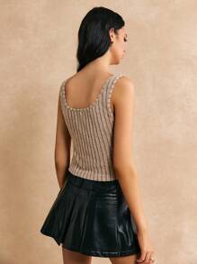 Poéselle Knitted Set, Elegant Ladies Cardigan And Knitted Vest Two-Piece Set, Light And Soft Knitted Fabric, Winter Wear, Christmas Gift, Christmas Warm Women's Clothing, Brown Set, Brown Vest,2024 AW - Khaki - View 4