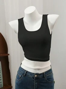 Chiquease 1pc Women Casual Simple Thicken Skinny Tank Top, Warm For Autumn/Winter