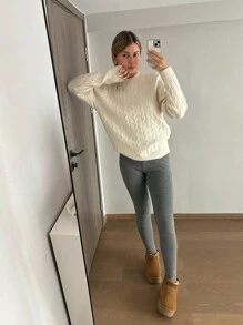 Aloruh 女士高腰马镫保暖内衬紧身裤，深灰色，秋冬款 - 深灰色 - 查看 2