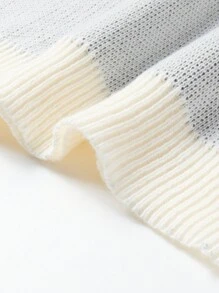 Manfinity Hypemode 男士圆领长袖字母印花细节简约休闲毛衣 - 白色 - 查看 5