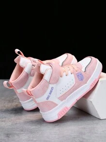 1 Pair Kids Anti-Slip Durable Anti-Kick Outdoor Sports Shoes, Breathable, Soft, Elastic, Comfortable For Little Girls, Cute And Stylish Colorful Sneakers