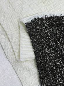 SHEIN LUNE Plus Size Color Patchwork Stand Collar Long Sleeve Pullover Casual Sweater Knit Pullover Fall Winter - Multicolor - View 8