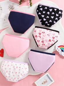 Tween Girls Heart Plaid Pattern 6pcs Pack Underwear - Multicolor - View 2