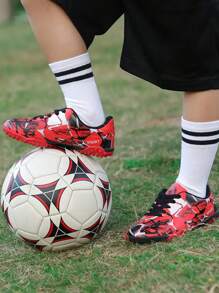 Zapatos de fútbol/Fútbol para niños con suelas AG (Césped Artificial) y HG (Césped Natural), zapatillas deportivas antideslizantes y duraderas con cordones