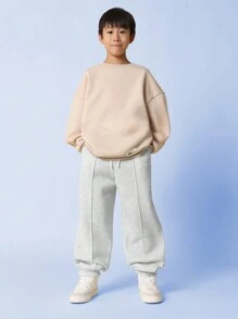 SUMWON Cozy Athletic Sweatpants With Front Seam Detail Youth Jogger Style Winter Pants Soft Fleece Bottoms Everyday Athleisure Comfort Vacation - Light Grey - View 3