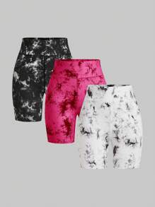 SHEIN Essnce 女式高腰提臀无缝瑜伽短裤，适合健身、健身房、骑行、打底裤 - 玫紅色 - 查看 2