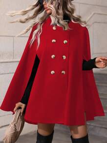 SHEIN Clasi Christmas & New Year Red Cloak Coat For New Year Clothes - Red - View 7