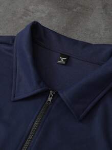 Manfinity Homme Chaqueta informal de talla grande con estampado de letras para hombre, otoño
