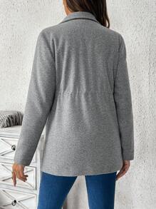 SHEIN 3-In-1 Pregnancy Fluffy Trimmed Kangaroo Hooded Long Sleeve Coat, Jacket For Winter, For Maternity - Grey - View 9