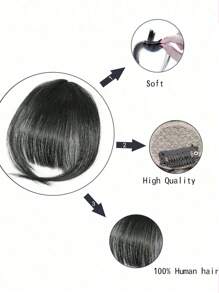 Bigger Size Human Hair Air Bangs With Sideburns Black Color Bangs Clip In Hair Extension Beginner Friendly Real Easy To Go