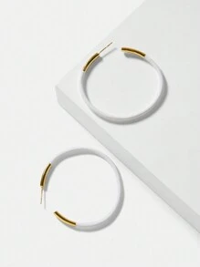 MOTF PREMIUM 1 PAR DE PENDIENTES DE ARO CON DISEÑO DE GOTA DE ACEITE BLANCA