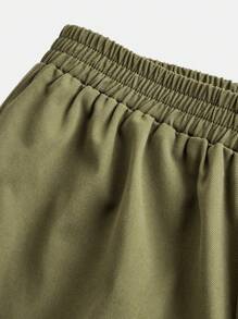Tween Girls Casual Fuzzy Ribbed Turtleneck Patched Star T-Shirt And Relaxed Cargo Pants Set In Military Green - Army Green - View 6