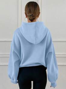 DAZY Sudadera con capucha de unicolor con forro térmico, corte holgado para mujer, ropa de otoño, unisex