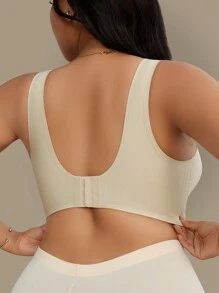 1pc Women Plus Size Seamless Bra, Wireless Padded Lightweight Brassiere, Gentle Support