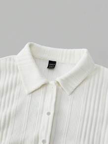 SHEIN Váy bầu dệt kim màu trắng thường ngày thu đông có tay chuông, trang phục thanh lịch cho phụ nữ mùa thu - trắng - Xem 3