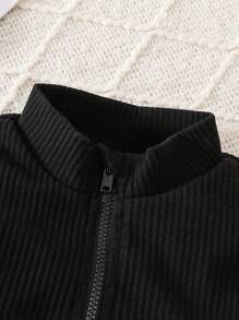 SHEIN 2 件套纯色立领紧身针织连衣裙套装，适合年轻女孩