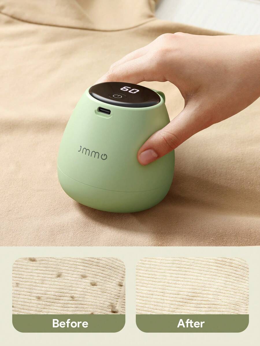 Zazumi 织物剃须刀、除毛器、除毛器、衣服除毛器、智能数字显示、强力吸力装置无残留、C 型、快速充电高效切割 - 綠色 - 查看 1