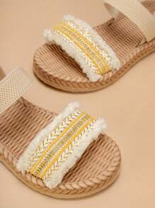 1 双女童舒适防滑百搭轻便时尚休闲平底凉鞋 - 米色 - 查看 3