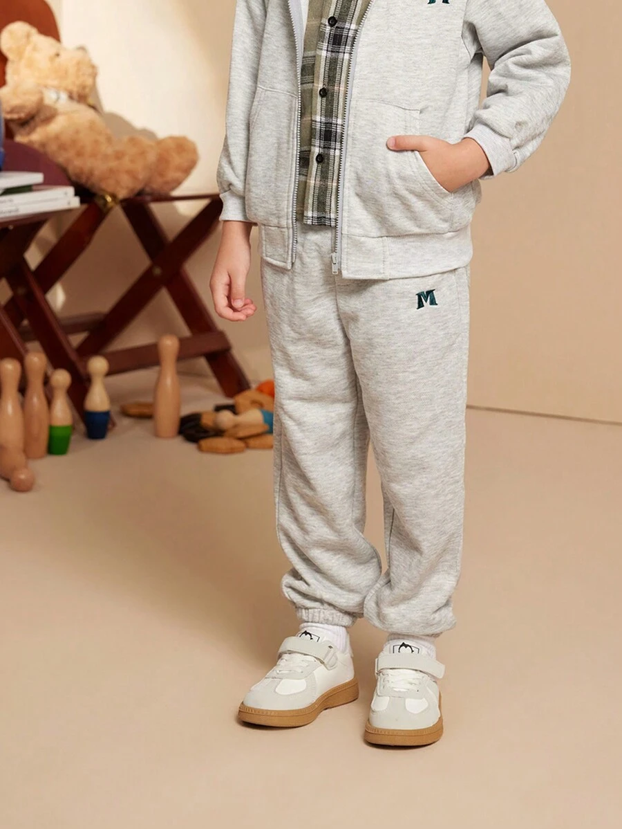 PrepCrw Young Boy Letter Print Loose Casual Drawstring Jogger Sweatpants