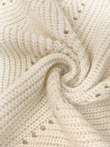 EMERY ROSE Plus Size Women's White Boho Everyday Autumn Casual Loose Cable Knit Trumpet Drop Shoulder Sleeve Warm Pullover Sweater,Western Clothes - Apricot - View 7