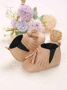 Nuevos zapatos rastrera de suela suave y antideslizante con borlas, de piel de PU, para bebés de 0 a 1 año, para otoño - Albaricoque - Ver 3