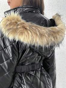 SHEIN Maternity Winter 3-In-1 Hooded Padded Coat, Pregnancy Outerwear & Coat