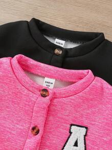 SHEIN 2 piezas Cárdigan informal tipo línea A de felpa para niñas - Multicolor - Ver 7