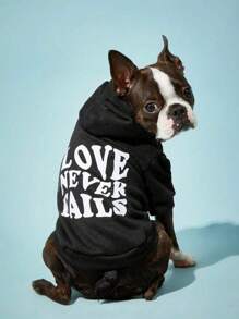 PETSIN Tình yêu không bao giờ thất bại Phong cách đường phố Áo hoodie thú cưng màu đen, 1 cái - Nhiều màu - Xem 5