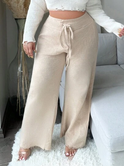 SHEIN SXY 大码女士舒适保暖直筒休闲裤，秋冬款