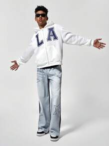 青少年男童休闲凉爽舒适连帽运动衫和长裤套装 - 黑色 - 查看 4