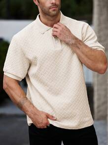 Manfinity Homme Herren Poloshirt in Große Größen, einfarbig, strukturiert, Kurzarm, einfarbig, für den Alltag - Aprikosenfarben - Übersicht 6