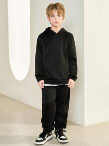 SHEIN Leap Crew 4pcs Tween Boy Casual Hoodie And Sweatpants Set, Spring/Summer/Autumn/Winter - Grey - View 2