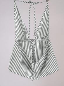 Lunelith SHEIN Lunessa Striped Halter Neck Backless Sexy Sleeveless Camisole Graphic Tees Women Tops